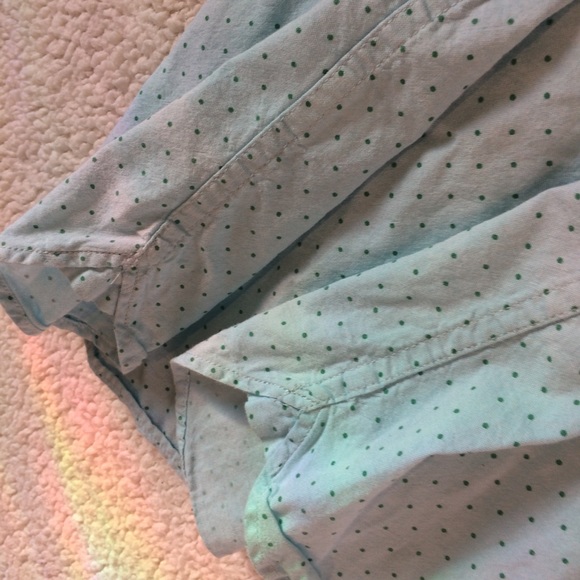 sale j crew sz00 lt blu blouse green dots - Picture 8 of 8